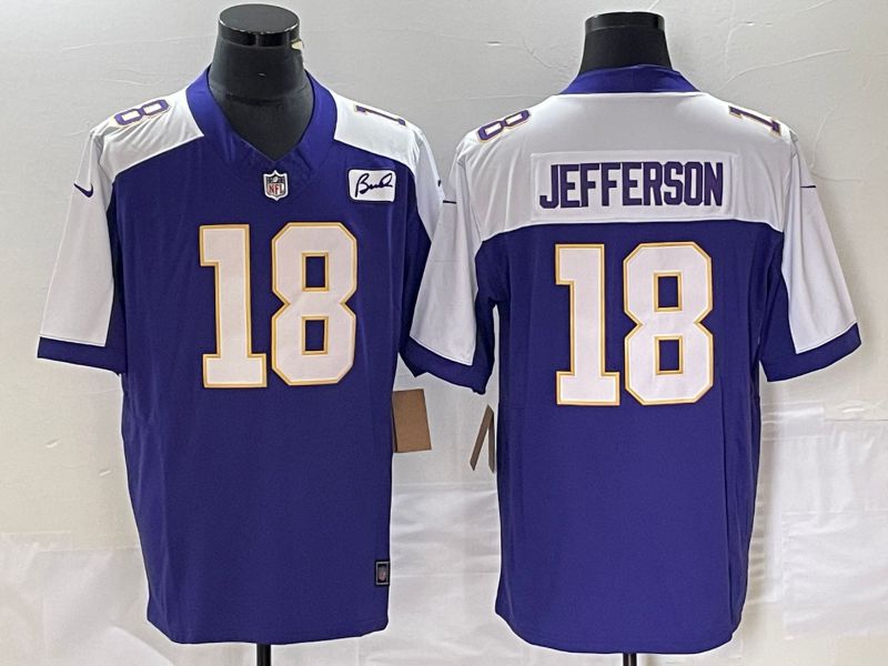 Men Minnesota Vikings 18 Jefferson Purple Nike 2023 Vapor Untouchable Limited Player NFL Jersey